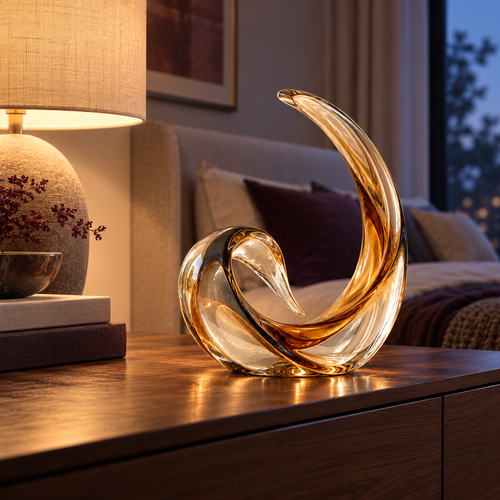 KELSVORA™ Auravelle Ribbon Arc Glass Sculpture