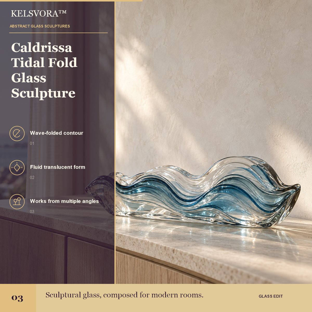 KELSVORA™ Caldrissa Tidal Fold Glass Sculpture