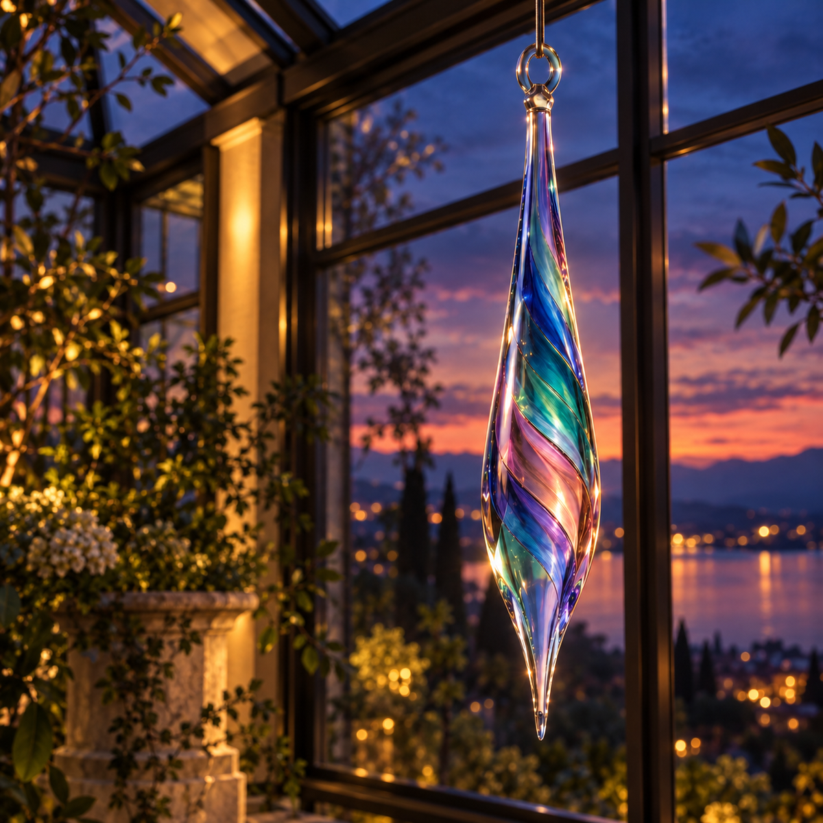 KELSVORA™ Iridessa Aurora Drop Glass Window Ornament
