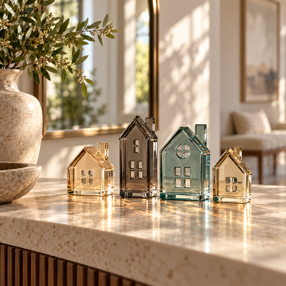 KELSVORA™ Lumessa Mini Glass House Ornament Set