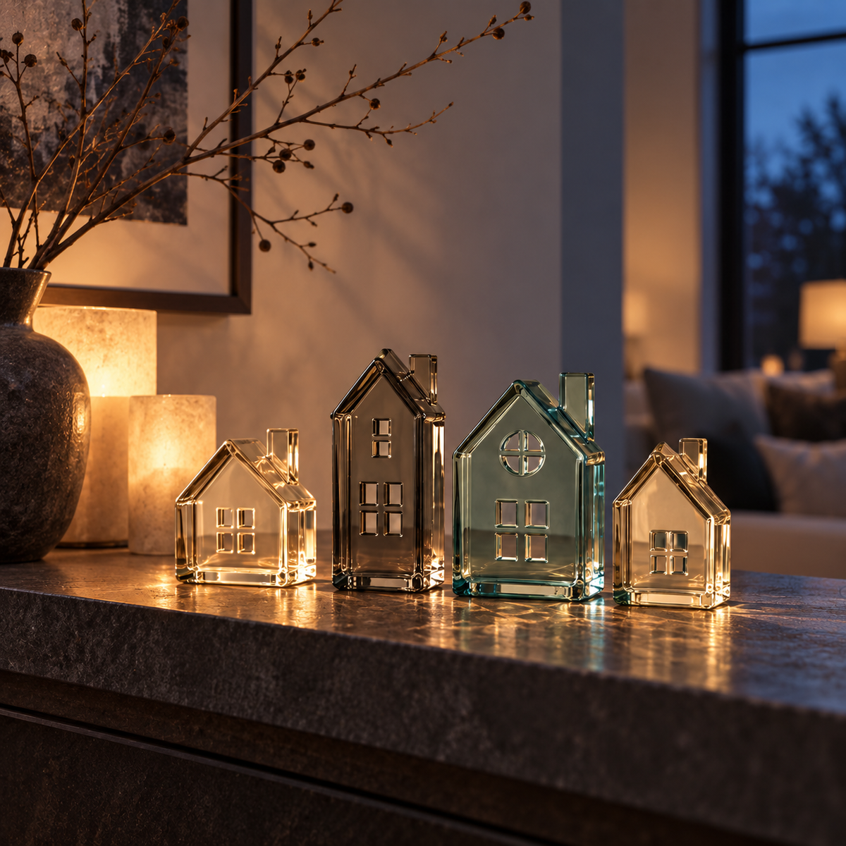 KELSVORA™ Lumessa Mini Glass House Ornament Set
