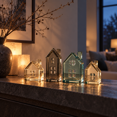 KELSVORA™ Lumessa Mini Glass House Ornament Set