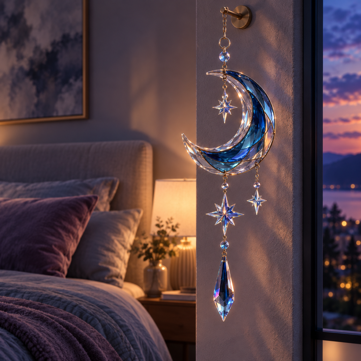 KELSVORA™ Lunavelle Crescent Glass Hanging Ornament