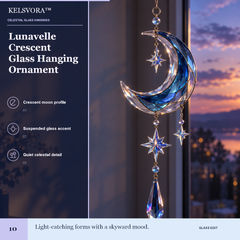KELSVORA™ Lunavelle Crescent Glass Hanging Ornament