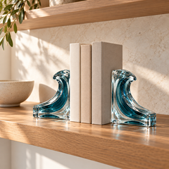 KELSVORA™ Marivelle Wavecrest Glass Bookend Pair