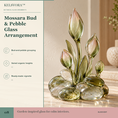KELSVORA™ Mossara Bud & Pebble Glass Arrangement
