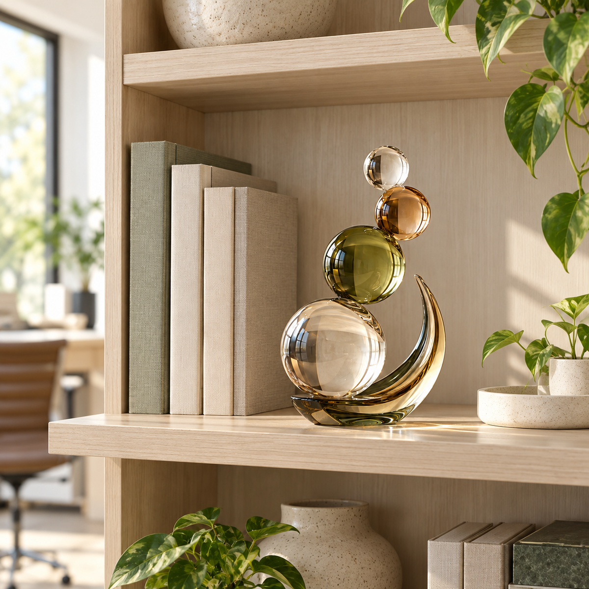 KELSVORA™ Nerovia Balance Orb Glass Sculpture