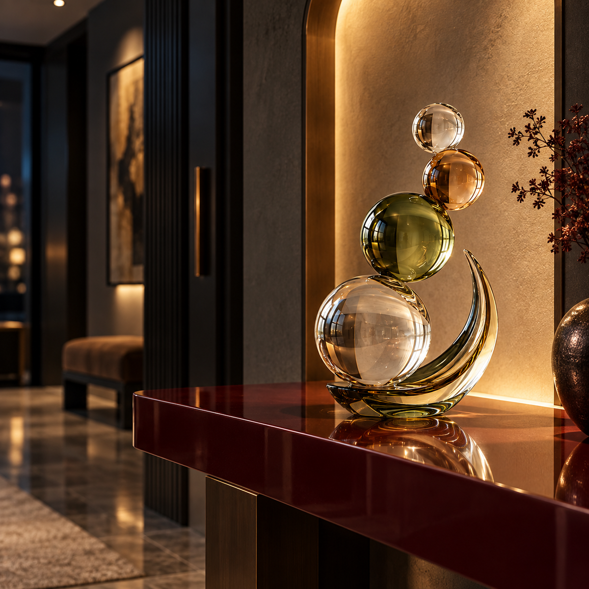 KELSVORA™ Nerovia Balance Orb Glass Sculpture