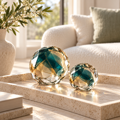 KELSVORA™ Orvella Faceted Glass Orb Pair