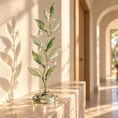 KELSVORA™ Silvarose Dewleaf Glass Branch Ornament