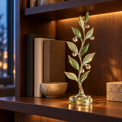 KELSVORA™ Silvarose Dewleaf Glass Branch Ornament