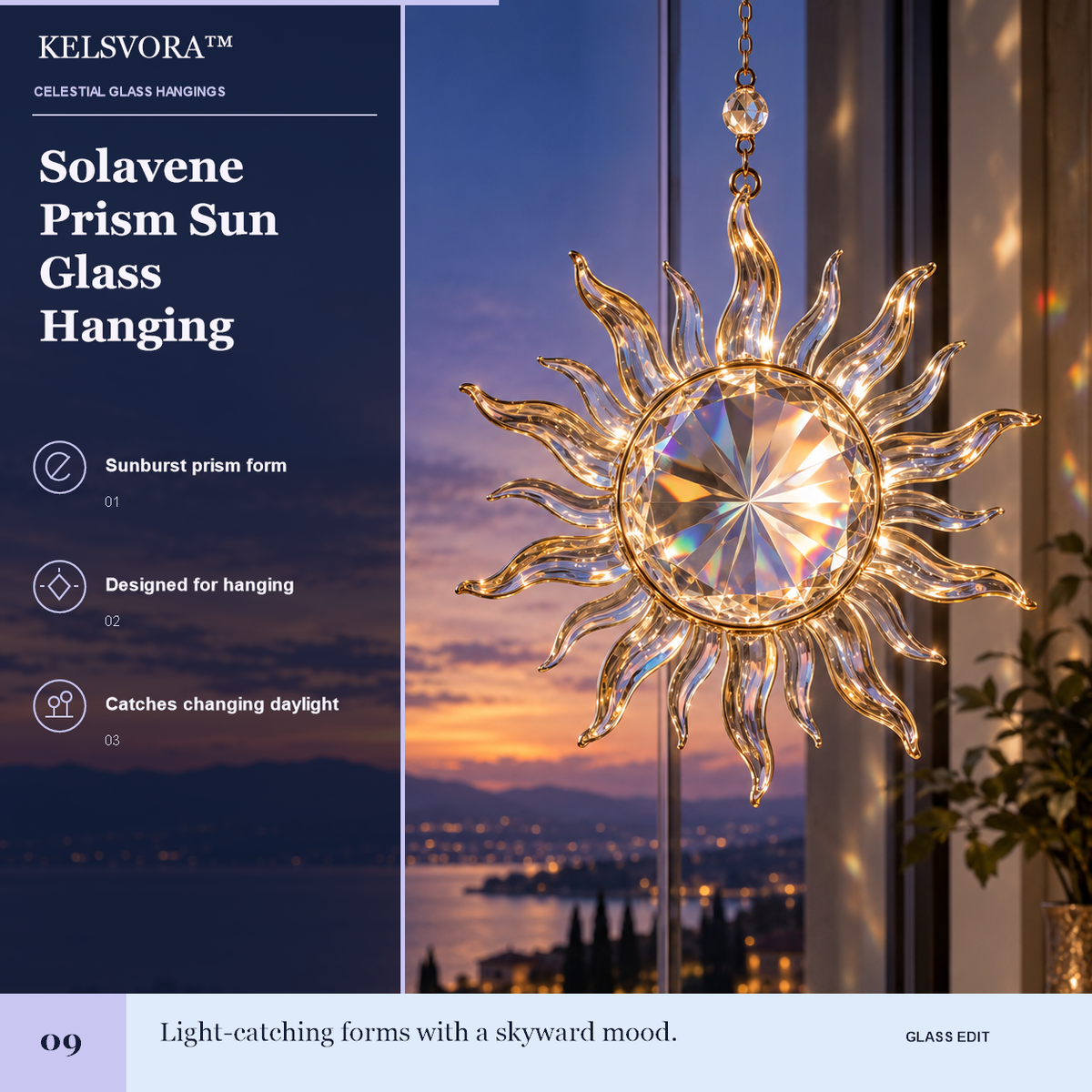 KELSVORA™ Solavene Prism Sun Glass Hanging