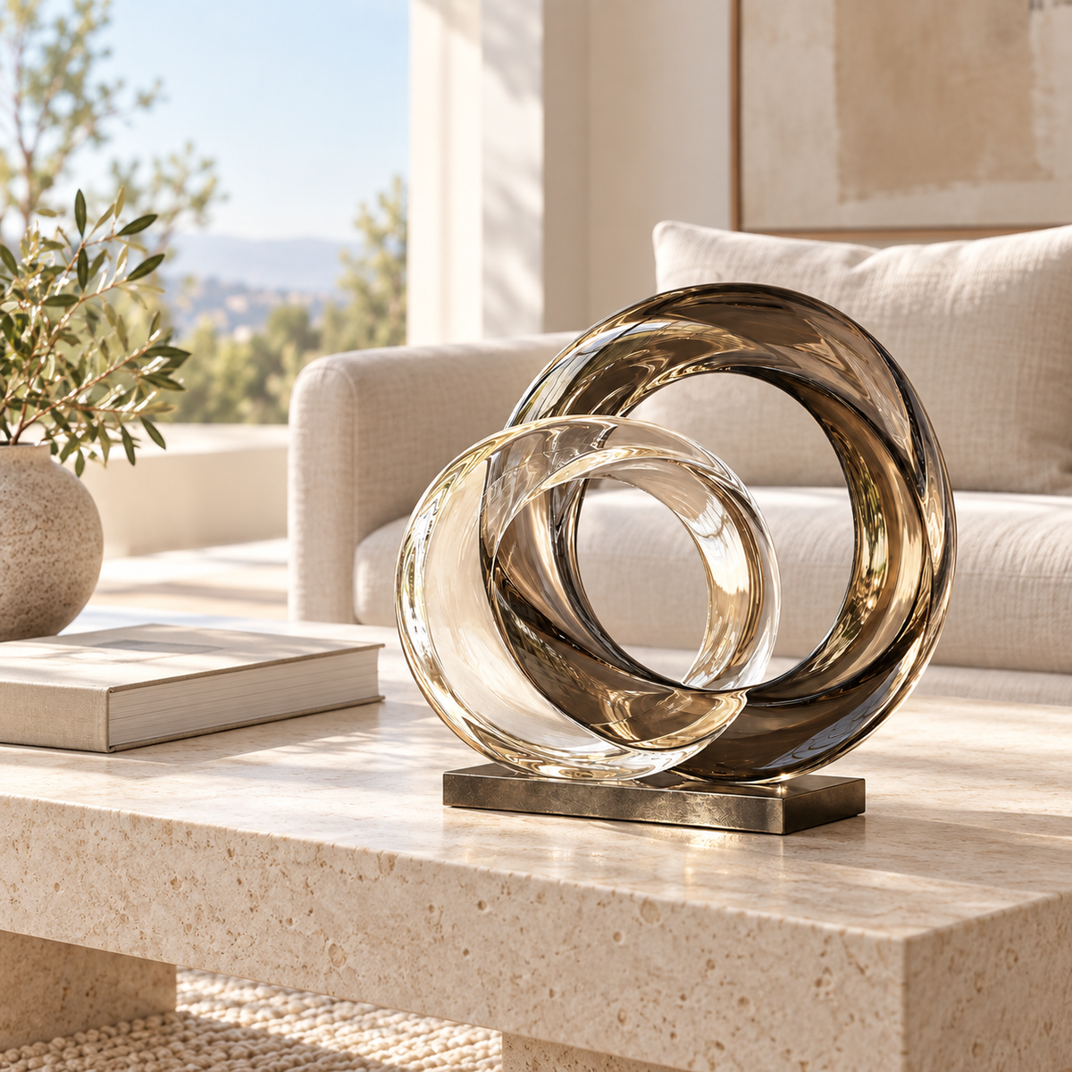 KELSVORA™ Vesperune Twin Halo Glass Sculpture