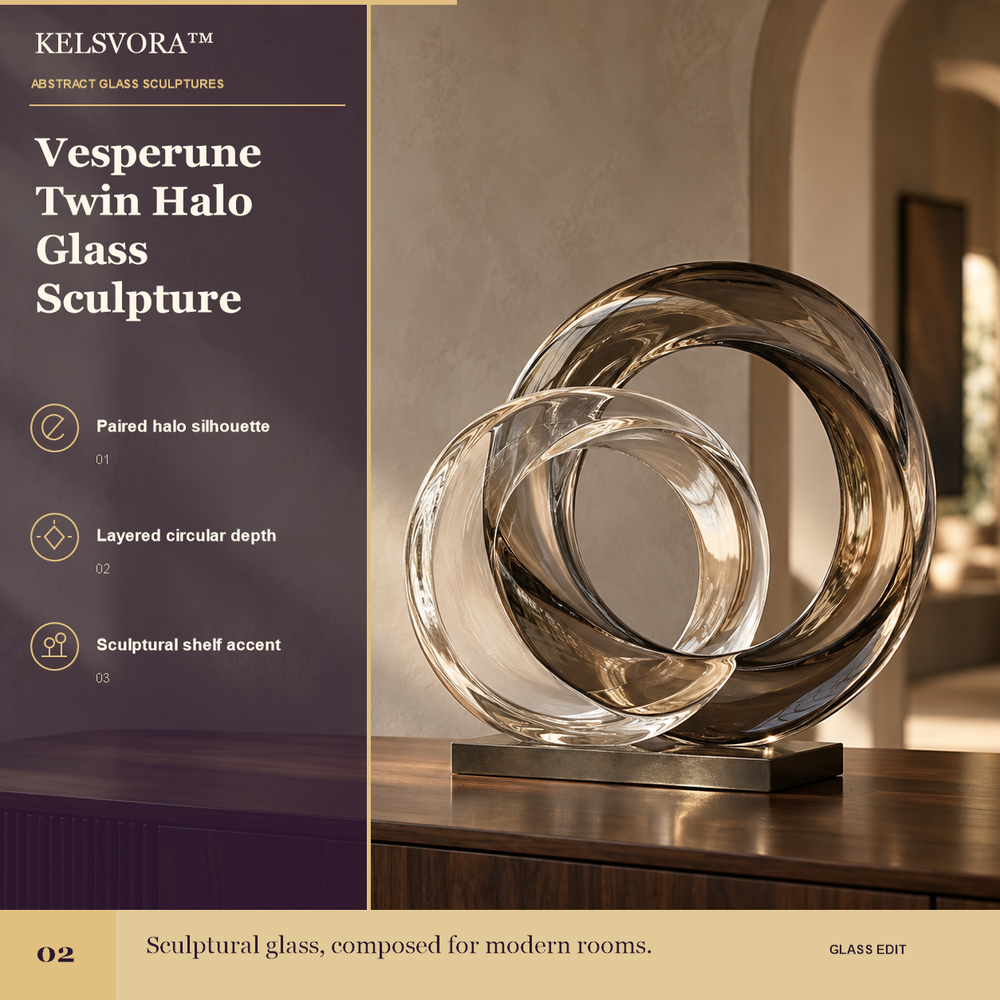 KELSVORA™ Vesperune Twin Halo Glass Sculpture